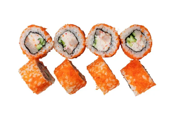 Conjunto Sushi Rollos Sobre Fondo Blanco — Foto de Stock