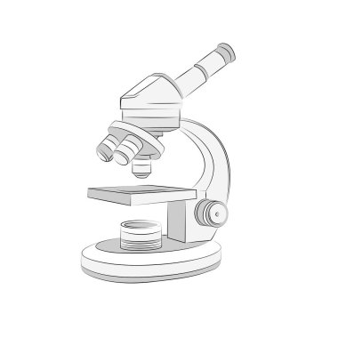  Beyaz arkaplanda mikroskop, çizim