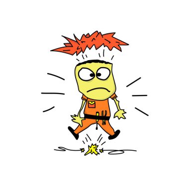 Elektrik çarpan komik bir elektrikçi.