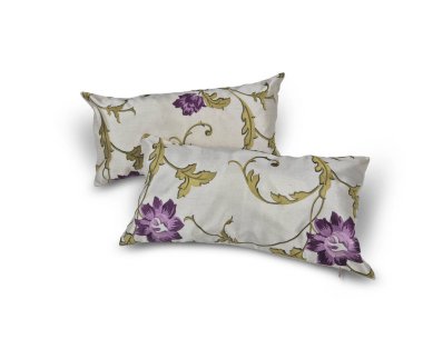 Beyaz arka planda dekoratif yastıklar.