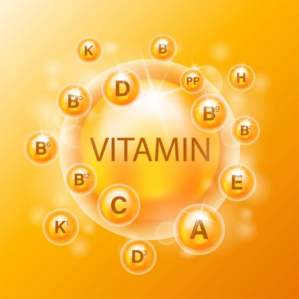 Egy Esszenciális Vitamin Komplexum B12 Vitaminok Vitamin Kiegészítők Egészség Szépség — Stock Vector