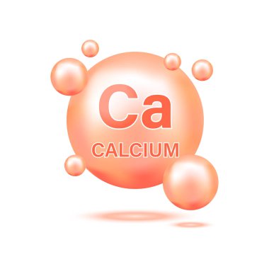 Minerals Calcium and Vitamin for health. Helps to maintain the brain, strong bones. The concept of medical and dietary nutrition. Isolated on a white background. clipart