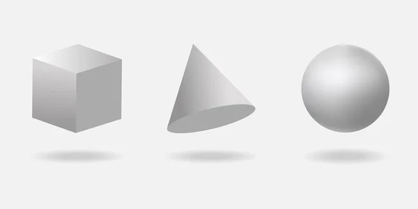 Geometrikus Alakzatok Gömb Kúp Kocka Alapvető Háromdimenziós Geometria Ábrák Képzés Stock Illusztrációk