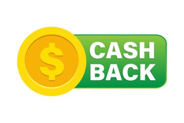 Cash Back sadakat programı konsepti. Nakit logo şablonu. Para iade servisinin tasarımı. Bonus nakit sembolünün vektör illüstrasyonuName