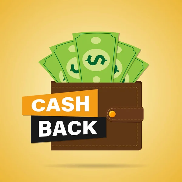 Cash Back Vector Concept Saving Money Wallet Paper Dollars Isolated Jogdíjmentes Stock Vektorok