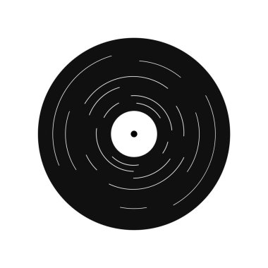Vintage drawn vinyl record. Black old technology, realistic retro design. Illustration. Stock Vector Music record icon