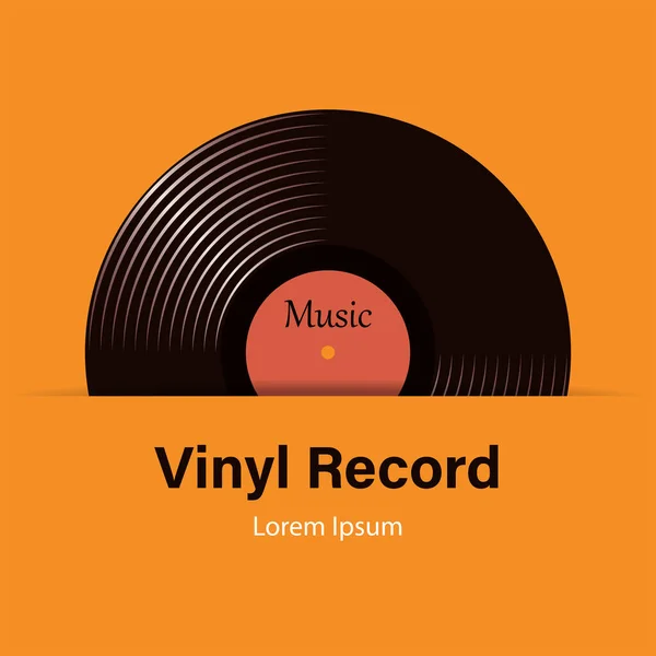 A vinyl record of a musical vector with a yellow background. Vector illustration