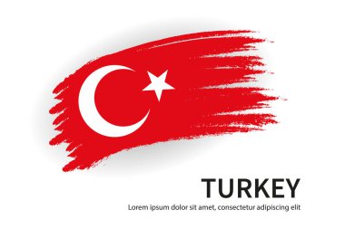 Beyaz zemin üzerinde eğri bir fırça etkisi ile Türkiye 'nin ulusal bayrağı