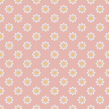 Çiçeklerle kusursuz desen. Pembe arka plan. Vektör çizimi. Tekstil, ambalaj kağıdı, baskı, kumaş, duvar kağıdı ve dekor için modaya uygun baskı