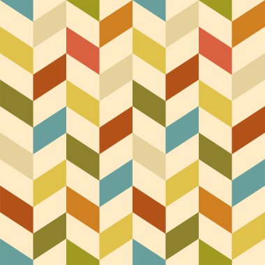 Kusursuz soyut renkli geometrik desen. Renkli dikdörtgenler, zikzak deseni. Tekstil ürünleri, ambalaj kağıdı, dekor için modaya uygun baskı. Vektör illüstrasyonu.