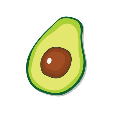 Avokado ikonu. Beyaz arkaplanda izole edilmiş bir avokado vektör simgesinin düz çizimi