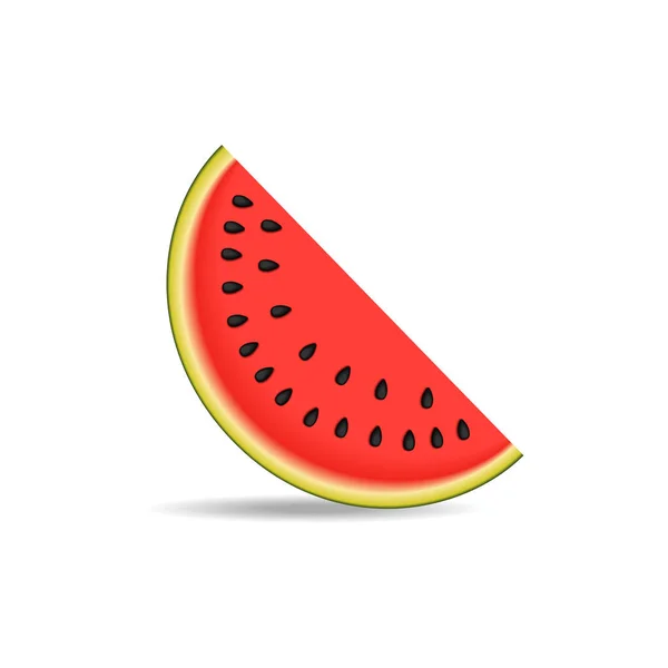 Eine Scheibe Wassermelone Isoliert Auf Weißem Hintergrund Das Konzept Eines — Stockvektor