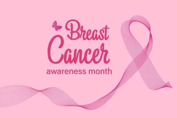 Borstkanker Bewustmakingscampagne Roze Lint Voor Borstkankerbewustzijn Roze Achtergrond Met Tekst Rechtenvrije Stockvectors