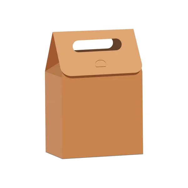 Takeaway Food Packaging Template Mock Brown Bag Packaging Design Realistic — Stock Vector