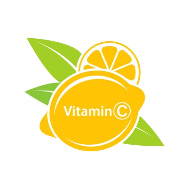 C vitamini konsepti, turunçgiller, sağlıklı. Doğal vitamin. Vektör çizimi. Web sayfalarında bir logo, bir simge olarak kullanılabilir..