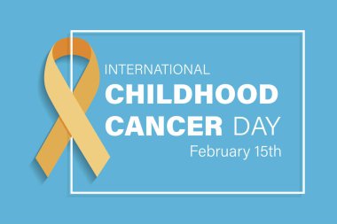 Uluslararası Çocuk Kanseri Günü, kanserli çocuklar ve gençlere yönelik farkındalığı artırmak ve destek vermek amacıyla 15 Şubat 'ta her yıl kutlanıyor. Vektör illüstrasyonu