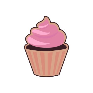 Kiraz desenli şirin kek. Vektör illüstrasyonu