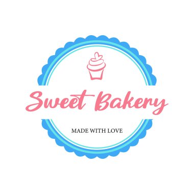 Ekmek ve tatlı Logo, işaret, şablon, amblem, düz vektör tasarımı