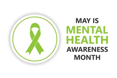  Mayıs zihinsel sağlık farkındalığının ayıdır. Tatil konsepti. Arkaplanları, afişleri, posterleri, kartpostalları ve posterleri süslemek için metin etiketli ve standart renkte bir şablon kullanın. Vektör