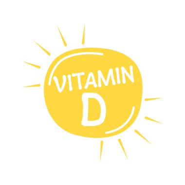 Beyaz arka planda D vitamini simgesi. Vektör illüstrasyonu