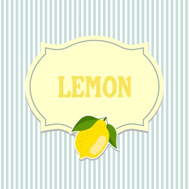Organik limondan yapılmış bir işaret, sembol ya da amblem. Klasik etiket, logo ya da rozet. İzole edilmiş. Çizgili arka plan. Vektör illüstrasyonu