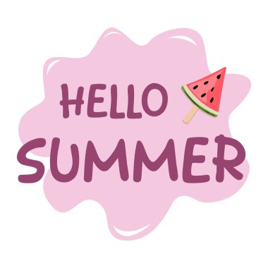 Merhaba yaz. Dondurma ve mesajla birlikte bir yaz afişi. Vektör illüstrasyonu