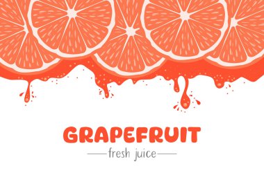 Doğal greyfurt suyu için etiket şablonu. Organik taze meyveler. Vektör illüstrasyonu