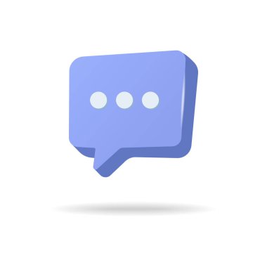 Üç boyutlu konuşma balonlu bir sohbet simgesi. Vektör illüstrasyonu