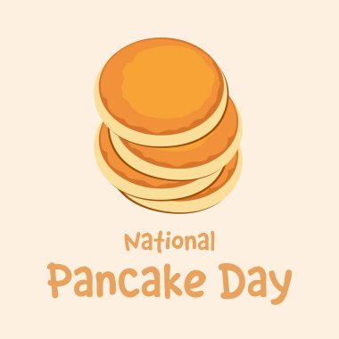 Ulusal Krep Günü. Bej arka planda bir yığın krep. Vektör illüstrasyonu