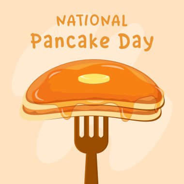 Ulusal Krep Günü. Çatallı krep. Vektör illüstrasyonu