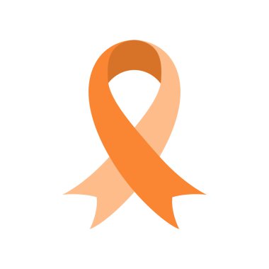 Portakal kanseri farkındalığı kurdelesi. Lösemi, lenfoma ve miyelom. Vektör illüstrasyonu.