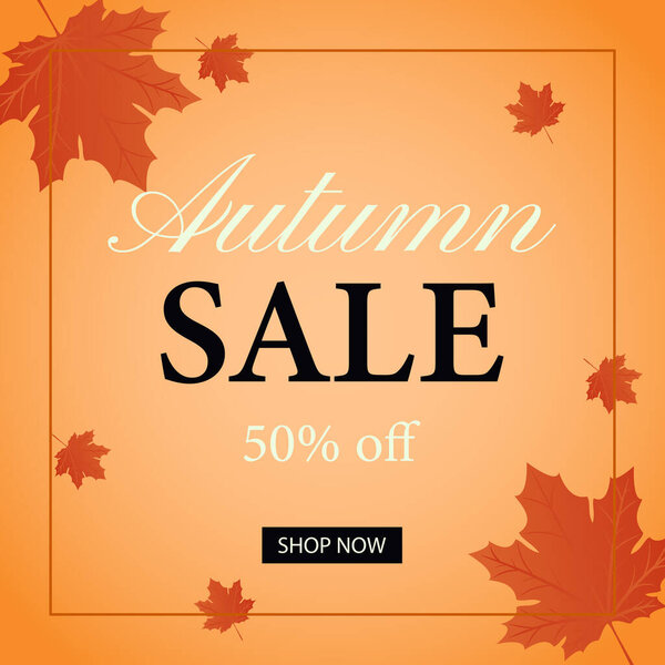 Autumn sale. Autumn sale banner with autumn maple leaves. Vector illustration.