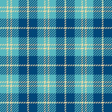 Sonbahar Mavi Kareli Kareli Ekose pürüzsüz. Vektör Tartan mavi ve sarı desenli arka plan. Geleneksel kumaş baskısı. Moda, baskı ve tasarım için kış ekose dokusu.