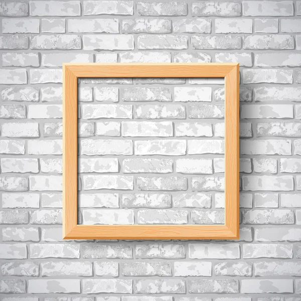 Empty Wooden Photo Frame Vector Realistic Natural Brown Wood Picture — Stock Vector