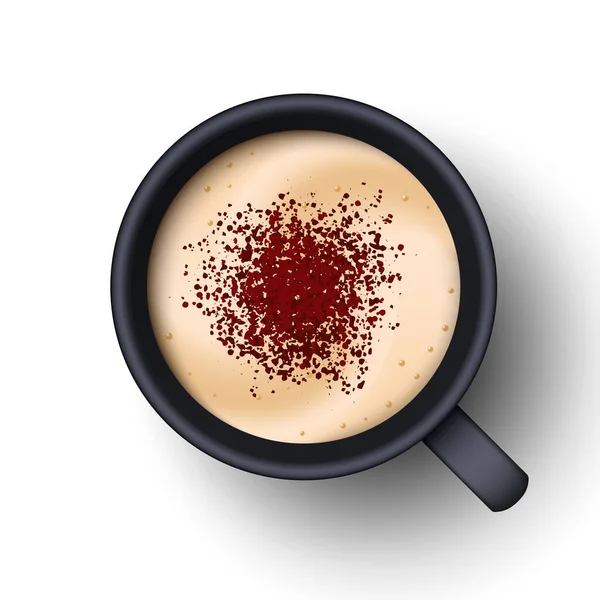 Egy Csésze Kávé Tejjel Fahéjjal Vörös Bársony Kávé Cappuccino Macchiato — Stock Vector