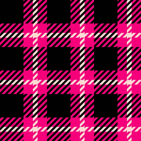 塔尔坦软垫无缝帕顿 矢量黑色和粉色格子背景 传统面料印花 格格玫瑰格子面料 用于时尚 — 图库矢量图片