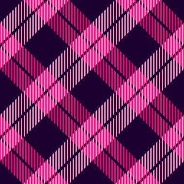 Şirin pembe ekoseli, pürüzsüz kumaş. Vektör köşegenli ekoseli kadın dokusu. Geleneksel çizgili kumaş izi. Moda için ekose desen, baskı tasarımı, Sevgililer Günü dokusu.