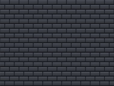 Seramik dikdörtgen döşeme desenli yatay arka planlı siyah parlak tuğla duvar. İç mekan, banyo ve mutfak duvarı dokusu. Vektör zarif koyu parlak tuğla duvar arkaplanı