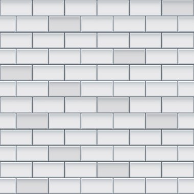 White glossy brick wall with ceramic rectangle tiles seamless pattern. Home interior, bathroom and kitchen wall repeat texture. Vector elegant light shiny brickwall background