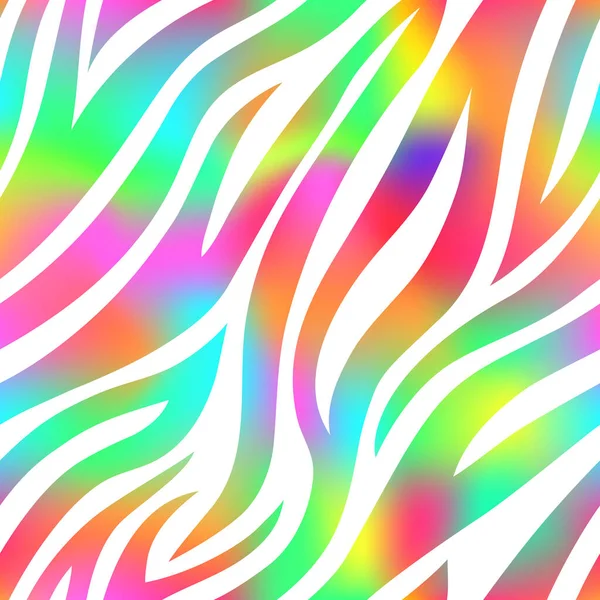 Trendy Neon Zebra Patrón Sin Costuras Vector Arco Iris Animal — Archivo Imágenes Vectoriales