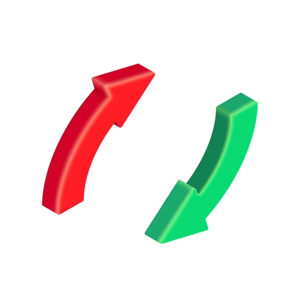 Röd Och Grön Exchange Uppdatera Cirkel Pilar Vektor Isometriska Runda — Stock vektor