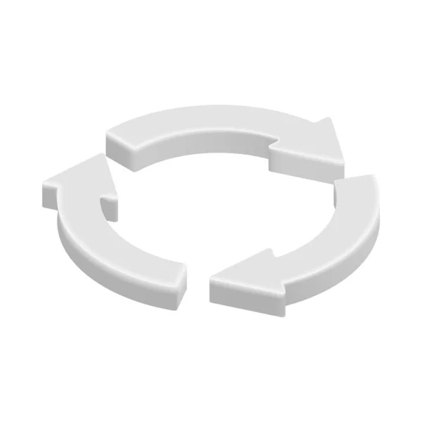 3D円の矢印 ベクトル等角丸の更新 再ロード 交換アイコン 白の背景に隔離された3本の矢 アプリ ウェブ 広告の3Dデザイン要素 — ストックベクタ