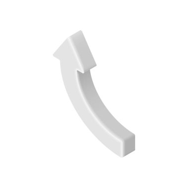 3 boyutlu izometrik büyüme ok simgesi. Yukarı doğru giden ok, beyaz arkaplanda izole edildi. Uygulama, web, reklam için 3D render pazarlama tasarım unsuru, İş, finansal veri bilgi grafikleri.