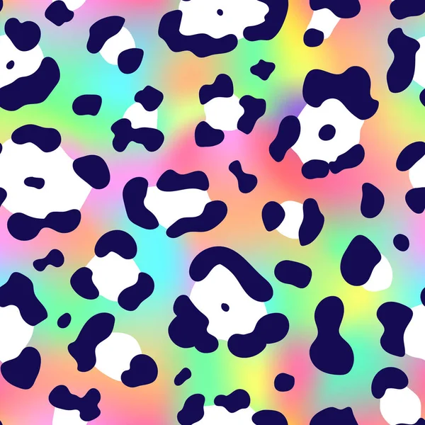 Trendy Neon Leopard Αδιάλειπτη Μοτίβο Διάνυσμα Ουράνιο Τόξο Άγριο Δέρμα — Διανυσματικό Αρχείο