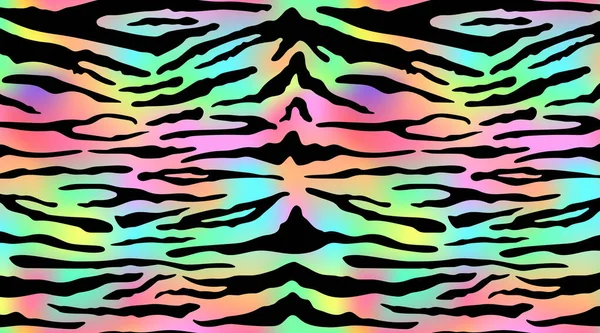 Trendy Neon Tiger Рисунок Горизонтальный Фон Векторная Радуга Дикого Животного — стоковый вектор