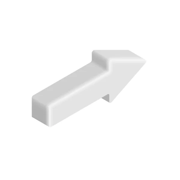 Freccia Destra Isometrica Bianca Icona Freccia Isolato Sfondo Bianco Illustrazione — Vettoriale Stock