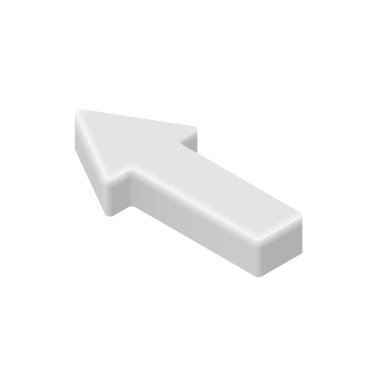 Isometric Beyaz Sol Ok. Beyaz arkaplanda 3 boyutlu ok simgesi izole edildi. Uygulama, web, tasarım, reklam, bilgi, sunum için vektör illüstrasyonu