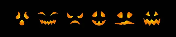 Vector Caras Miedo Iconos Conjunto Halloween Máscaras Sonrientes Decoración Sonrisas — Archivo Imágenes Vectoriales