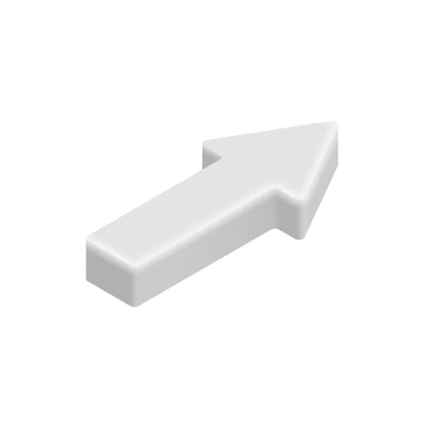 Freccia Destra Isometrica Bianca Icona Freccia Isolato Sfondo Bianco Illustrazione — Vettoriale Stock