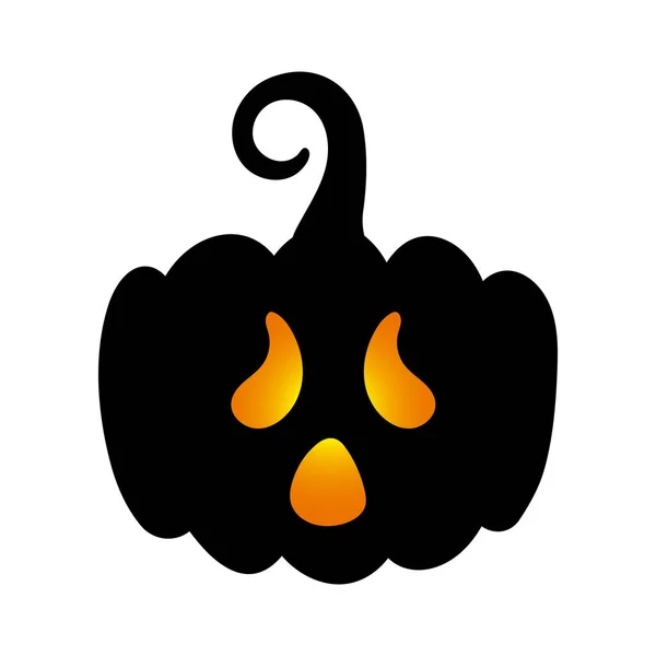 Хэллоуин Милый Черный Тыквенный Силуэт Тёмная Тыква Страшным Смешным Светящимся — стоковый вектор